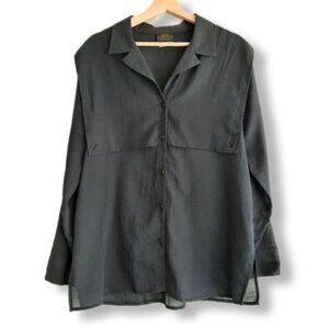 LINDA LUNDSTRÖM | Semi-Sheer Button Down Shirt Black Sz 10